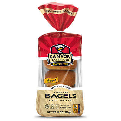 100% Whole Grain Pre Sliced Bagels : Deli white