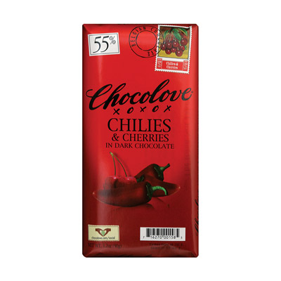 Chilies & Cherries in Dark Chocolate 55% Cocoa Content