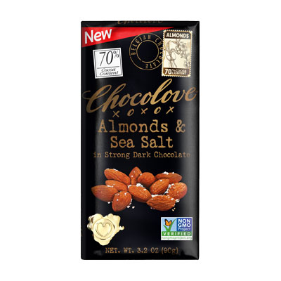 Almonds & Sea Salt in Strong Dark Chocolate 70% Cocoa Content
