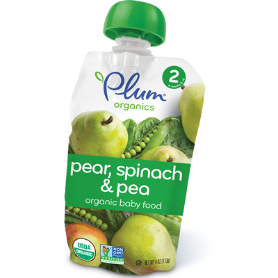 Organic Baby Food : Stage 2 Pear, Spinach & Pea